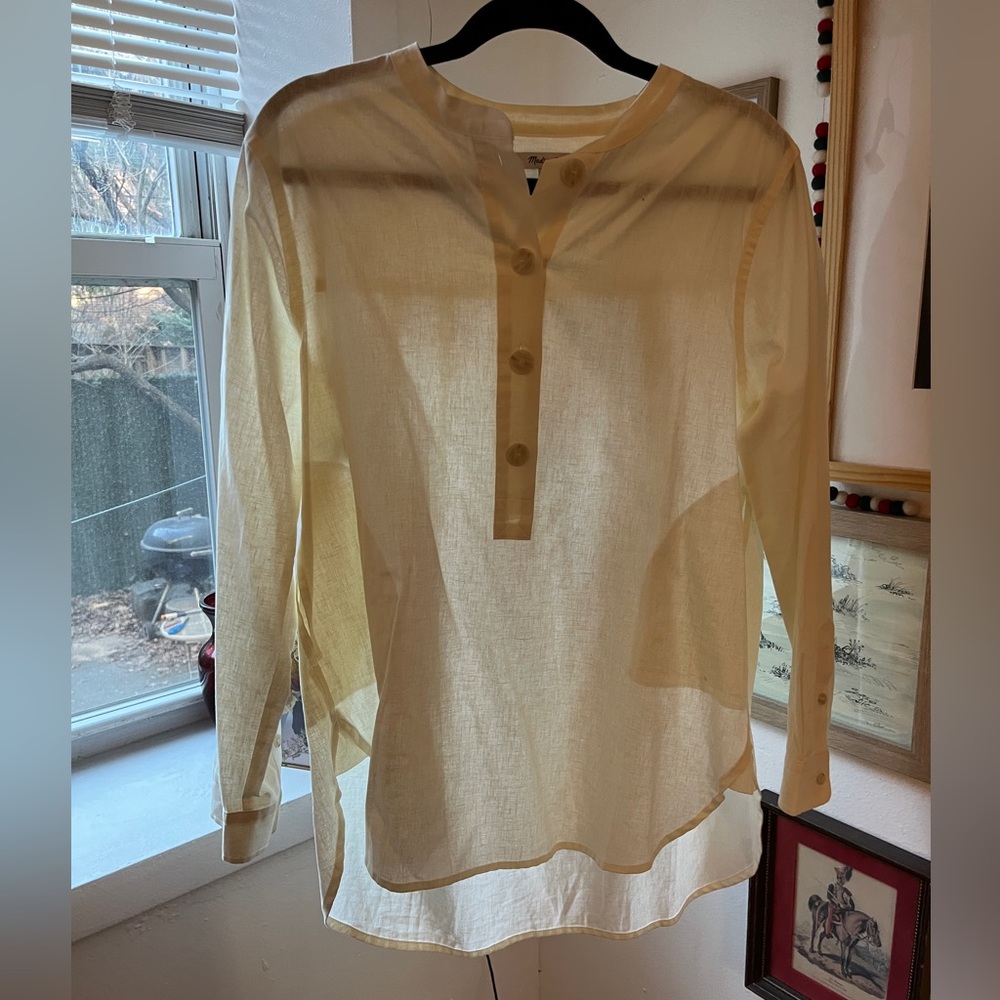 White Half-Button Down
